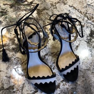 Schutz wrap around leather heels